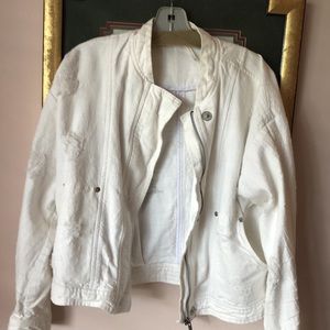 Free People distressed white jacket